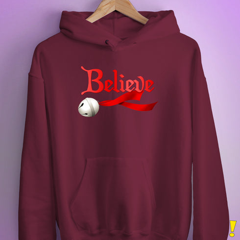Believe Jingle Bell  Hoodie - Maroon